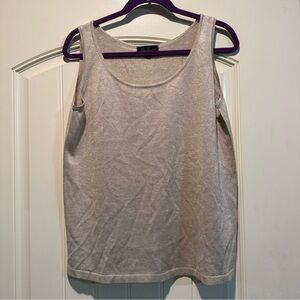 Women's Metallic Beige Scooped Tank Top Italy made